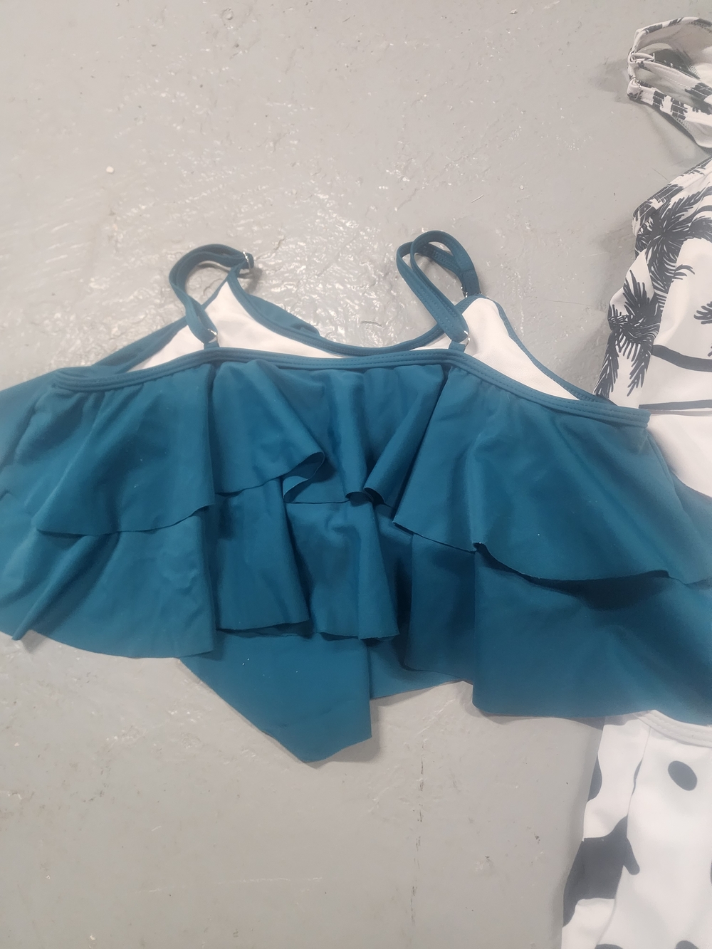 Trio of Flounce Swim Tops - Teal and Black/White Prints - Picture 8 of 8
